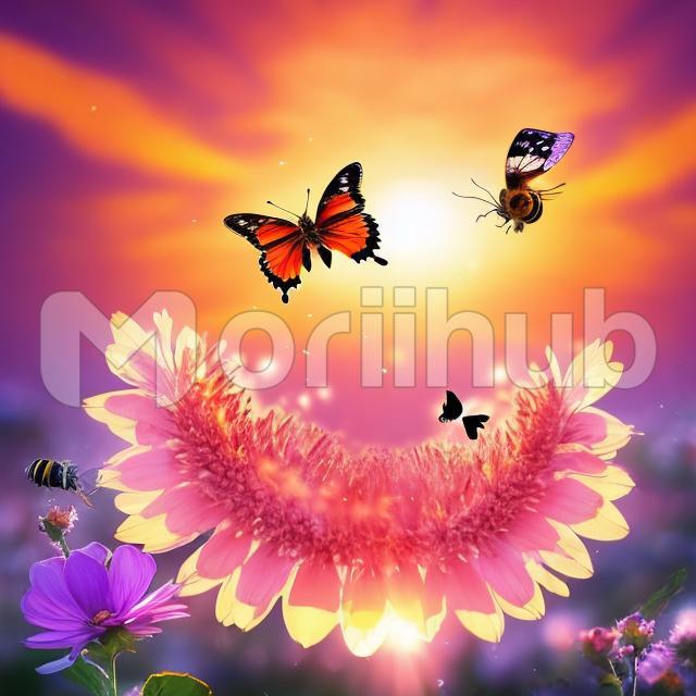 Butterfly flying on sky