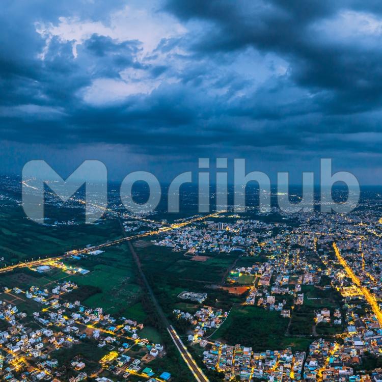 City Top View with sky