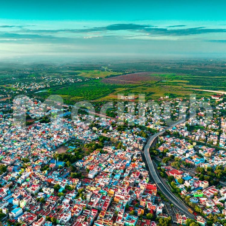 Areial view of Indain Non Metro City