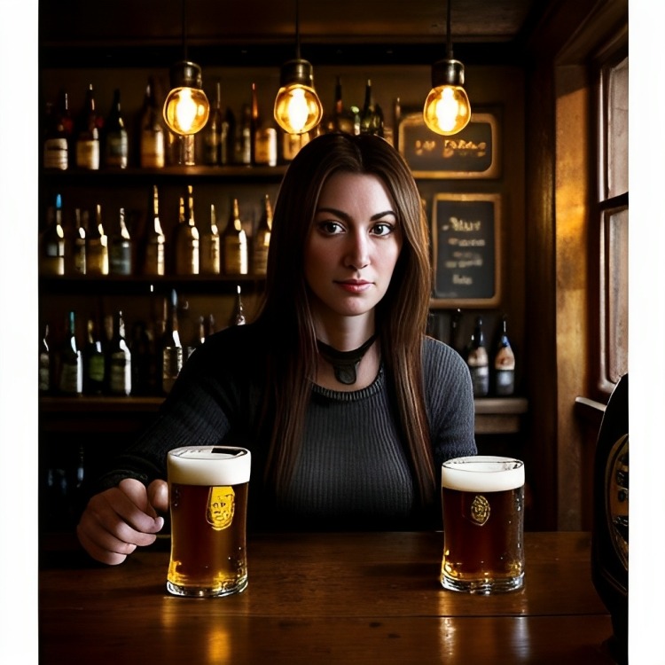 Barmaid in pub
