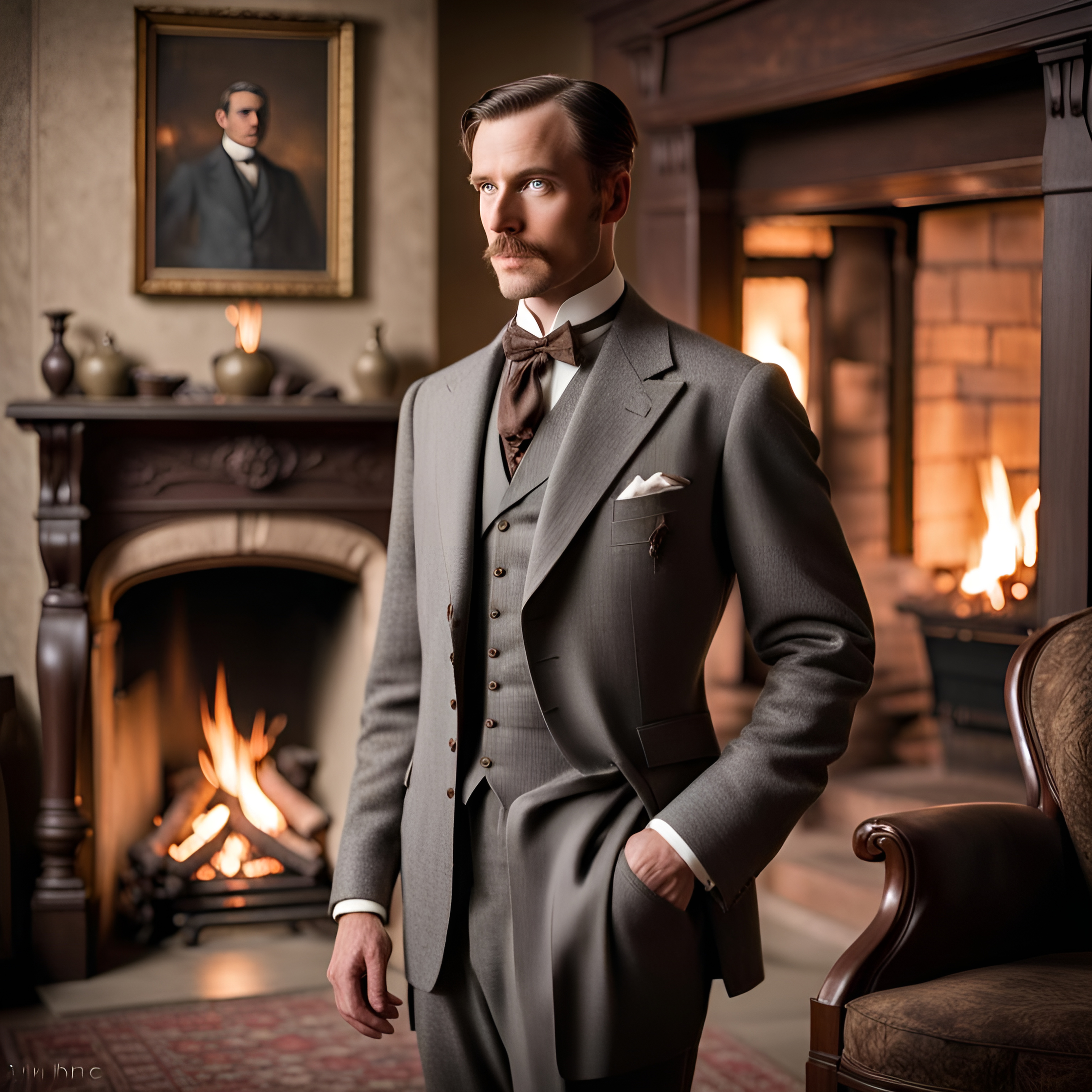 gentleman by the fireplace