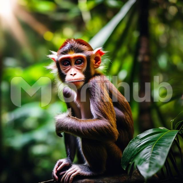 Monkey on the tree in the forest