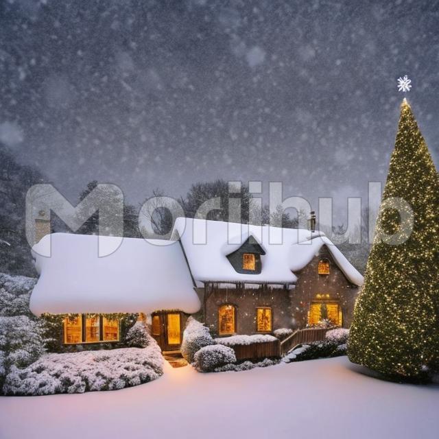 Christmas scene tranquil winter sky