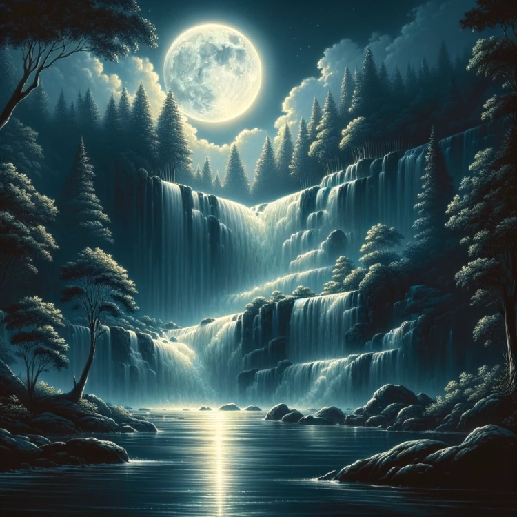 Moonlit Cascade