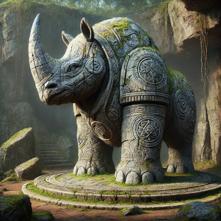 Stone Rhino Totem