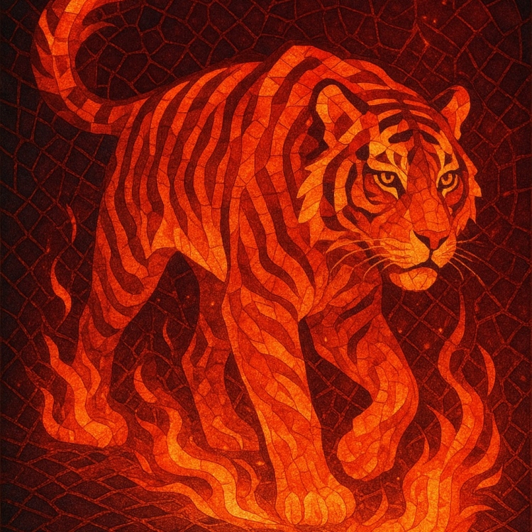 Fire Tiger Mosaic