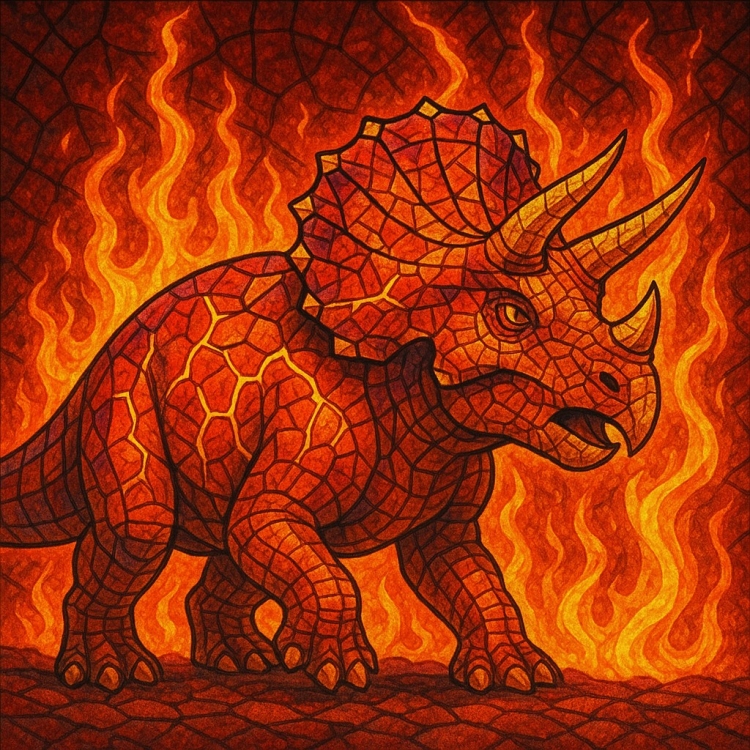 Fire Triceratops Mosaic