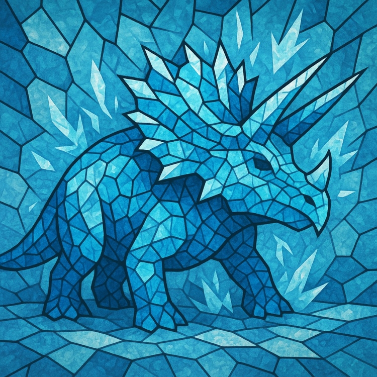 Ice Triceratops Mosaic