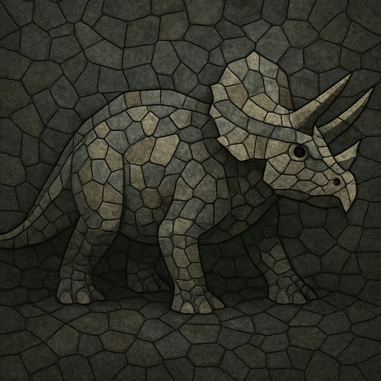 Stone Triceratops Mosaic