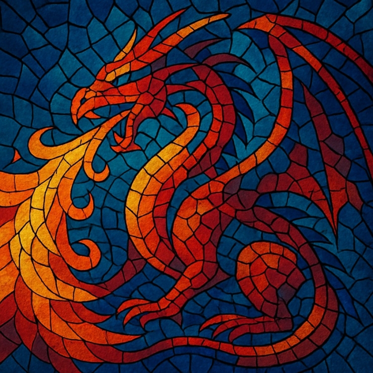 Fire Western Dragon Mosaic