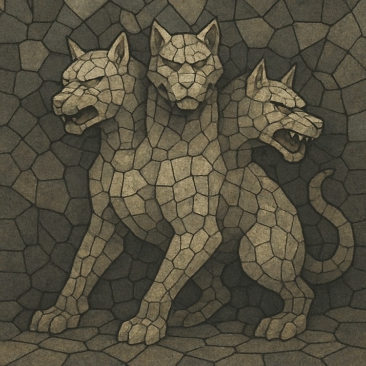 Stone Cerberus Mosaic